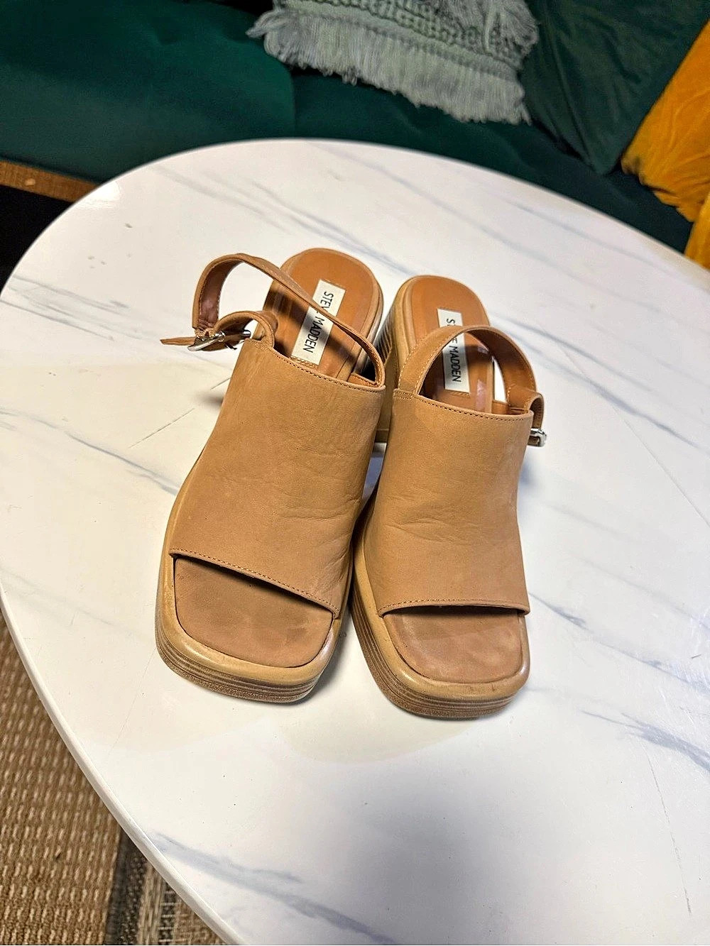 Steve Madden Brown Platform Mules Heels